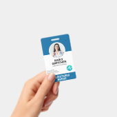 Foto ID Card Blue Custom Modern Hospital Employee Ausweis (Handheld)