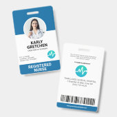 Foto ID Card Blue Custom Modern Hospital Employee Ausweis (Vorder- & Rückseite)