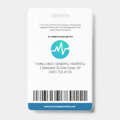 Foto ID Card Blue Custom Modern Hospital Employee Ausweis (Rückseite)