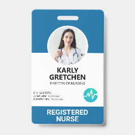 Foto ID Card Blue Custom Modern Hospital Employee Ausweis