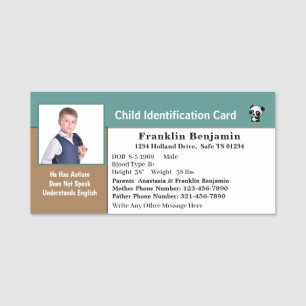 Foto ID Card Boy Girl Custom Namensschild