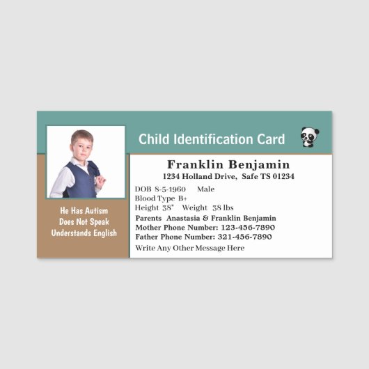 Foto ID Card Boy Girl Custom Namensschild (Vorderseite)