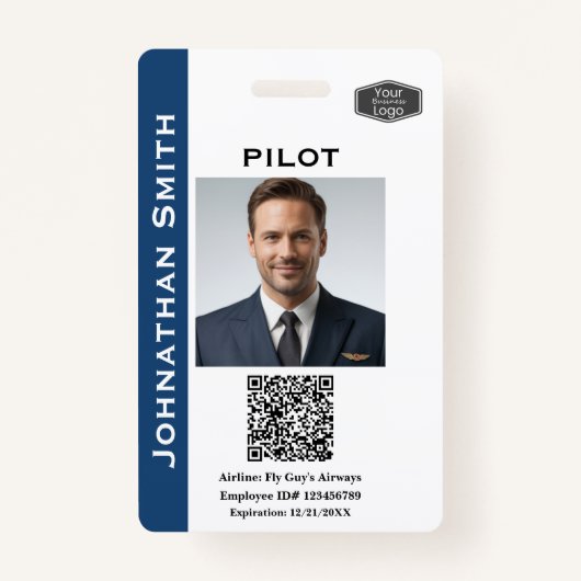 Foto ID Company Security ID QR Code Pilot Ausweis (Vorderseite)