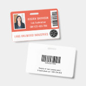 Foto-ID Coral Orange Abzeichen Ausweis (Vorder- & Rückseite)