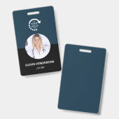 Foto-ID des benutzerdefinierten Logos | Navy Blue Ausweis (Vorder- & Rückseite)