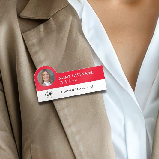 Foto-ID des benutzerdefinierten Logos Titel Red Wh Namensschild