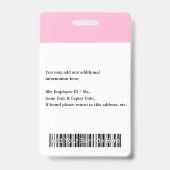 Foto-ID des benutzerdefinierten Mitarbeiternamens  Ausweis (Rückseite)