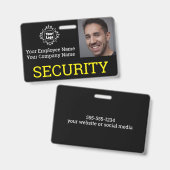 Foto-ID des beruflichen Black Security Guards Ausweis (Vorder- & Rückseite)