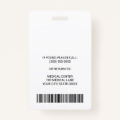 Foto-ID des Krankenhauses Medizinischer Mitarbeite Ausweis (Rückseite)