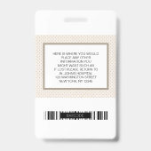 Foto-ID des Krankenhauses oder Unternehmens mit Ba Ausweis (Rückseite)