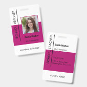 Foto-ID des Lehrers oder Schülers dunkelrosa Ausweis (Vorder- & Rückseite)