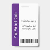 Foto-ID des lila Krankenhauses Ausweis (Back)