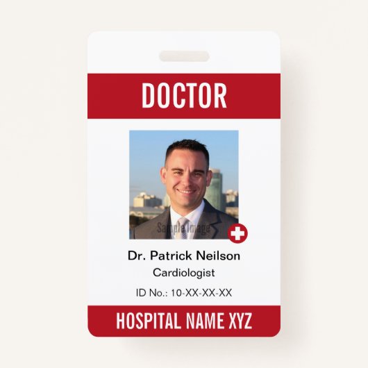 Foto-ID des medizinischen Cross-Hospital-Personals Ausweis (Vorderseite)