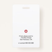 Foto-ID des medizinischen Cross-Hospital-Personals Ausweis (Rückseite)