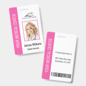 Foto-ID des Mitarbeiters des Zahnarztbüros Pink Ausweis (Front & Back)