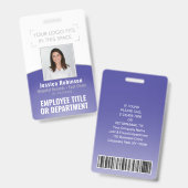 Foto-ID des Mitarbeiters Strichcode Ihr Logo Lila  Ausweis (Front & Back)