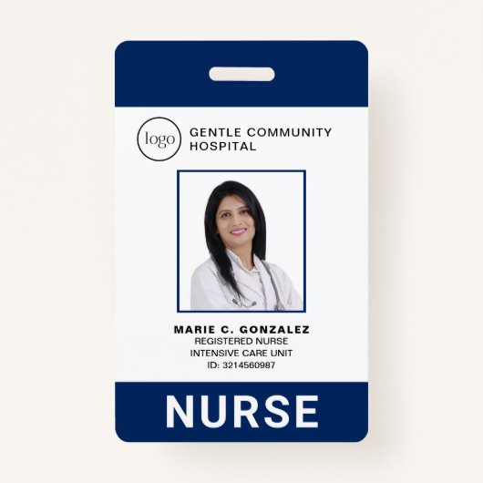 Foto-ID des Nurse Medical Navy Blue Hospital Ausweis (Vorderseite)