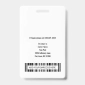 Foto-ID des personalisierten medizinischen Zentrum Ausweis (Back)