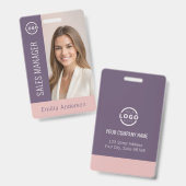 Foto-ID Firmenlogo Fettdruck Rosa Lila Ausweis (Front & Back)