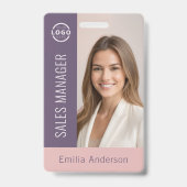 Foto-ID Firmenlogo Fettdruck Rosa Lila Ausweis (Front)