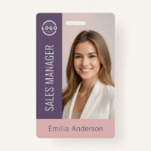 Foto-ID Firmenlogo Fettdruck Rosa Lila Ausweis (Vorderseite)