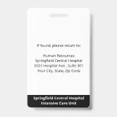 Foto-ID für benutzerdefinierte Mitarbeiter Ausweis (Rückseite)