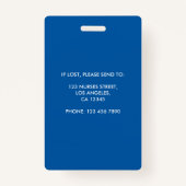 Foto-ID für blaue und weiße Krankenschwester Ausweis (Rückseite)