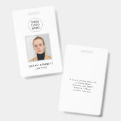 Foto-ID für das einfache White Beruflich Employee  Ausweis (Front & Back)