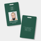 Foto-ID für einfache grüne Berufliche Mitarbeiter Ausweis (Vorder- & Rückseite)