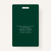 Foto-ID für einfache grüne Berufliche Mitarbeiter Ausweis (Rückseite)