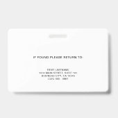 Foto-ID für einfache Schwarze Logos Ausweis (Rückseite)