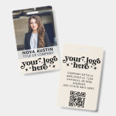 Foto-ID für Elfenbeinarbeiter mit QR-Code-Firmenlo Ausweis (Vorder- & Rückseite)