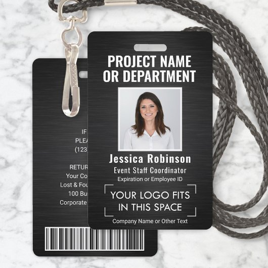 Foto-ID für Firmenlogo QR Strichcode Schwarz Ausweis