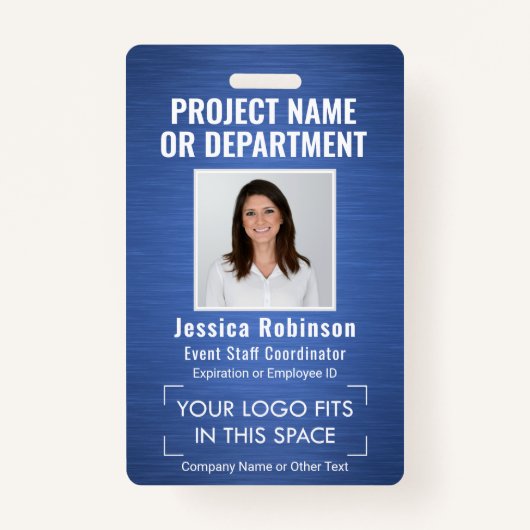 Foto-ID für Firmenlogos QR Barcode Blau Ausweis (Vorderseite)