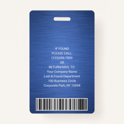 Foto-ID für Firmenlogos QR Barcode Blau Ausweis (Rückseite)
