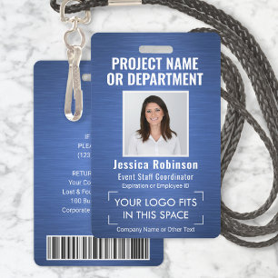 Foto-ID für Firmenlogos QR Barcode Blau Ausweis