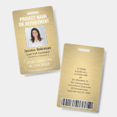 Foto-ID für Firmenlogos QR Barcode Gold als Bürste Ausweis (Vorder- & Rückseite)