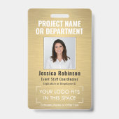 Foto-ID für Firmenlogos QR Barcode Gold als Bürste Ausweis (Vorderseite)