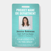 Foto-ID für Firmenlogos QR Strichcode Aquamarin ma Ausweis (Vorderseite)