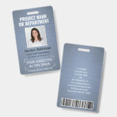 Foto-ID für Firmenlogos QR Strichcode Dusty Blue Ausweis (Vorder- & Rückseite)