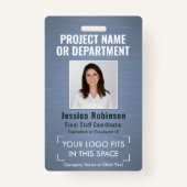 Foto-ID für Firmenlogos QR Strichcode Dusty Blue Ausweis (Vorderseite)