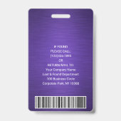 Foto-ID für Firmenlogos QR Strichcode Lila markier Ausweis (Back)