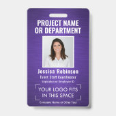 Foto-ID für Firmenlogos QR Strichcode Lila markier Ausweis (Front)