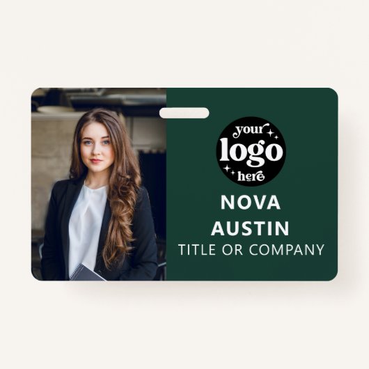 Foto-ID für Grüne Mitarbeiter mit QR-Code-Firmenlo Ausweis (Vorderseite)