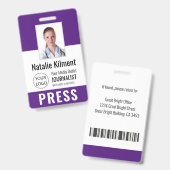 Foto-ID für Journalisten-Presseausweise Lila Ausweis (Vorder- & Rückseite)