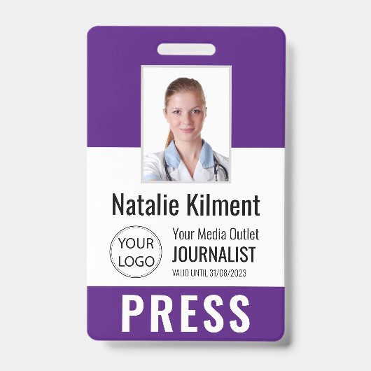 Foto-ID für Journalisten-Presseausweise Lila Ausweis (Vorderseite)
