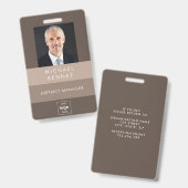 Foto-ID für moderne braune Unternehmen Ausweis (Vorder- & Rückseite)
