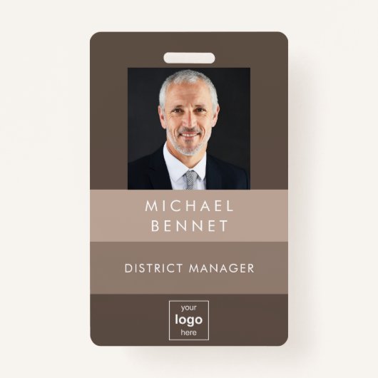 Foto-ID für moderne braune Unternehmen Ausweis (Vorderseite)