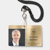 Foto-ID für moderne Goldfirmen Ausweis (Front with Lanyard)