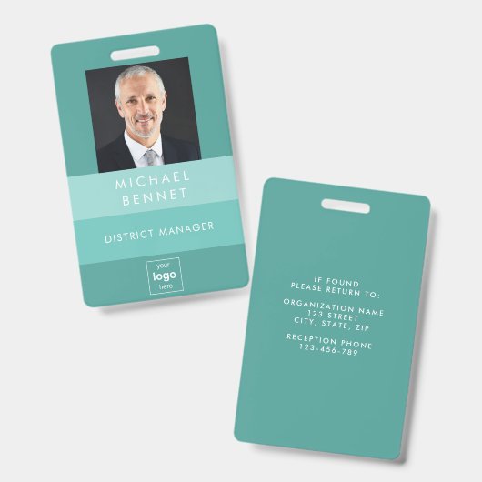 Foto-ID für moderne grüne Unternehmen Ausweis (Vorder- & Rückseite)
